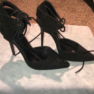 Black lace up heels